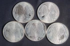 FIVE (5) INDIAN BUFFALO 1 OZ .999 SILVER ROUNDS ( 5 OZ TOTAL)  LOT 230447