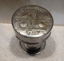 Bike bicycle cyclists early folding drinking cup embossed tandem metal