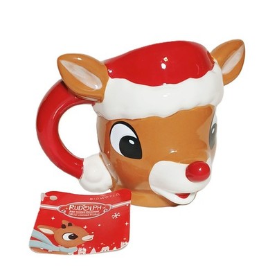 Christmas Rudolph The Red Nosed Reindeer 3-D Ceramic Mug Officially Licensed Cup