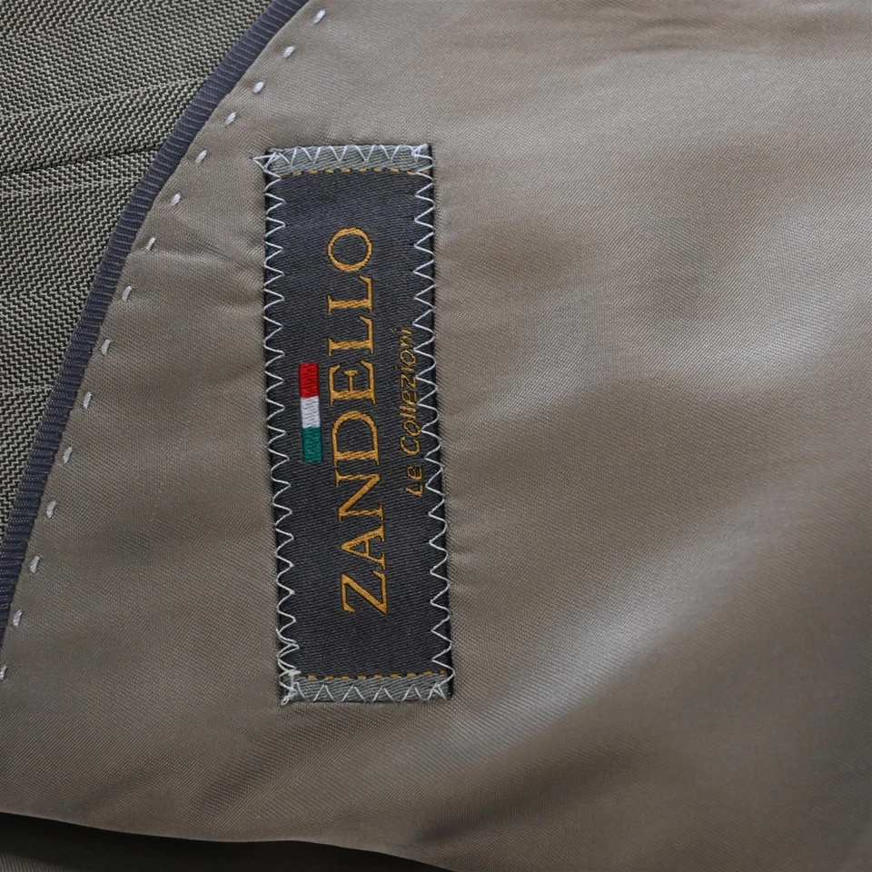 Zandello 44L 38x32 Marrón Tostado Rayas 3 Piezas Chaleco Hombres Chaqueta Pantalones Traje Foto 4 de 4