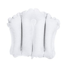 Inflatable Bath Pillow with Suction Cups, Terry Cloth Covered Shell White