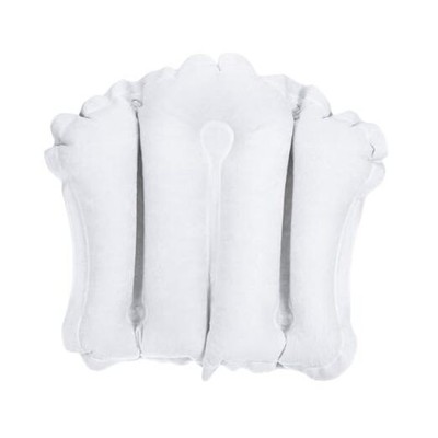  Inflatable Bath Pillow with Suction Cups, Terry Cloth Covered Shell White