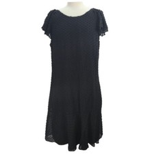 J. Crew Clip Dot Flutter Sleeve Dress Black Silk Cotton Blend Size 8