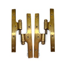 2  Large Lift  Off H  Hinges 8" 19 8cm  Solid Heavy Brass, Left  Right BALL top