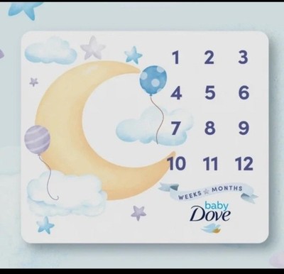 Milestone Blanket Weeks Months Baby Dove Moon Stars Unisex Growth Calendar