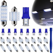 24 PCS Interior Led Dome Lights for Cars, 194 T10 DE3175 578 31mm 42mm Blue Led