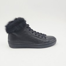 Scarpe donna Leather Crown 37 sneakers Nero Pelle Montecarlo 332CN