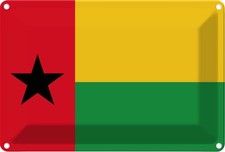 Blechschild 12x18 cm Guinea-Bissaus Guinea-Bissau Flagge Fahne Wappen Deko Gesch