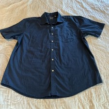 Van Heusen Men  s Shirt Size XL 17-17 1/2 Button Up Short Sleeve Blue