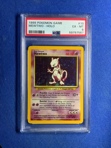1999 Pokemon Game MeWTWO-Holo Base Set #10 PSA 6