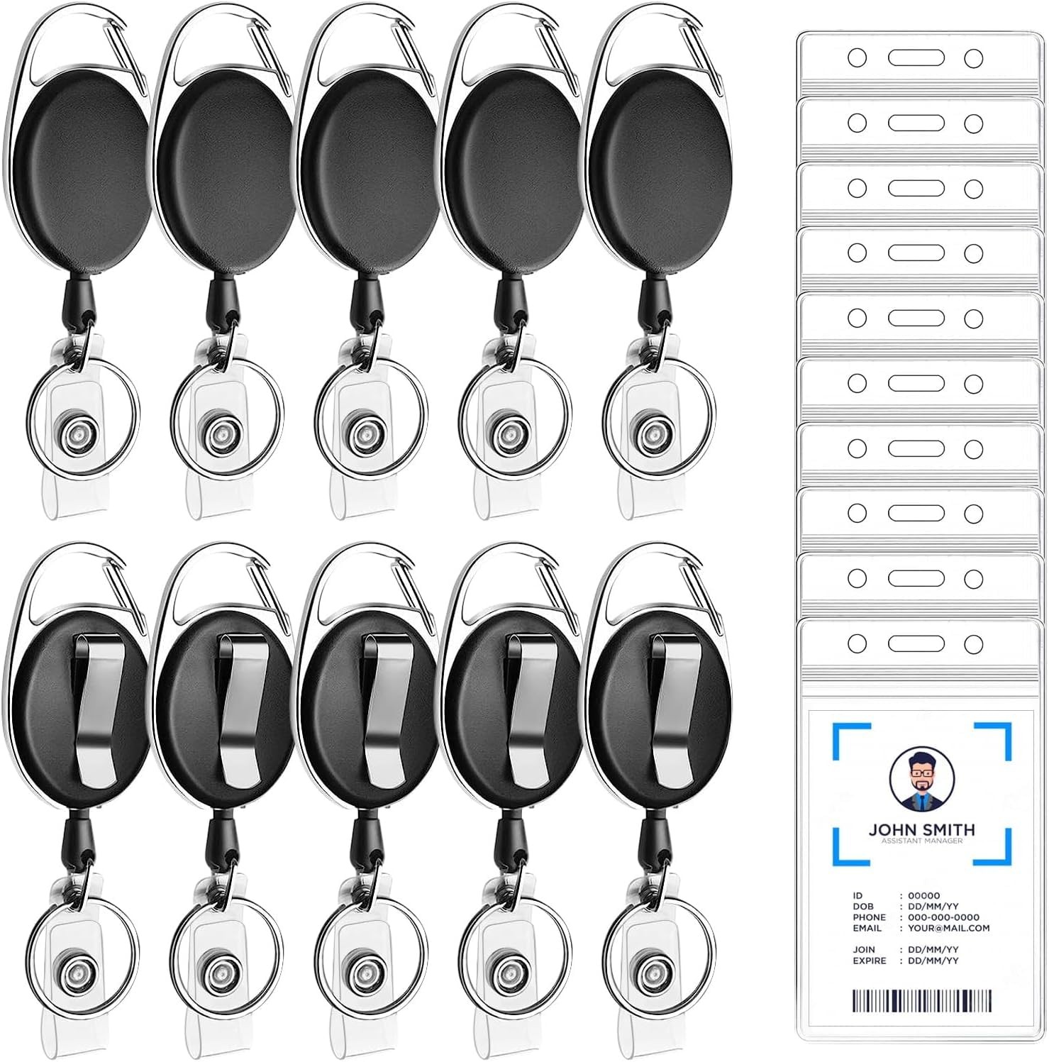Porte-badges robustes lot de 10 et protège-carte d'identité pour bureau