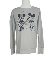 NEW Disney Parks Mickey Minnie Mouse Metallic Silver-Gray Women's Sweatshirt L