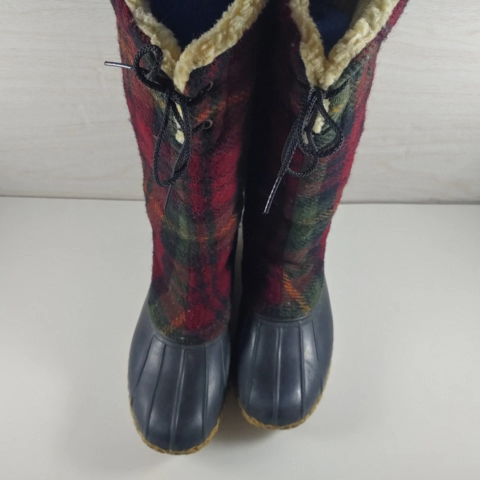 L.L. Botas Bean Plaid Duck para mujer talla 8 altas forradas de sherpa lana tartán hechas en EE. UU. Foto 4 de 4