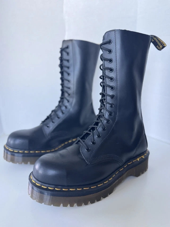 Винтажные боевые ботинки 90-х Dr Martens 14 со стальным носком на платформе Англия *недостатки - Изображение 2 из 4