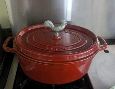 Staub La Cocotte #31 5.75 Qt Oval Dutch Oven Rooster Enamel Cast Iron Grenadine