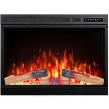 39" Electric Fireplace Insert with Realistic Flame & Logs, Recess