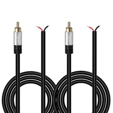 RCA to Bare Wire Speaker Cable 2 Pack 20AWG 10 feet ,RCA Plug Jack Connector...