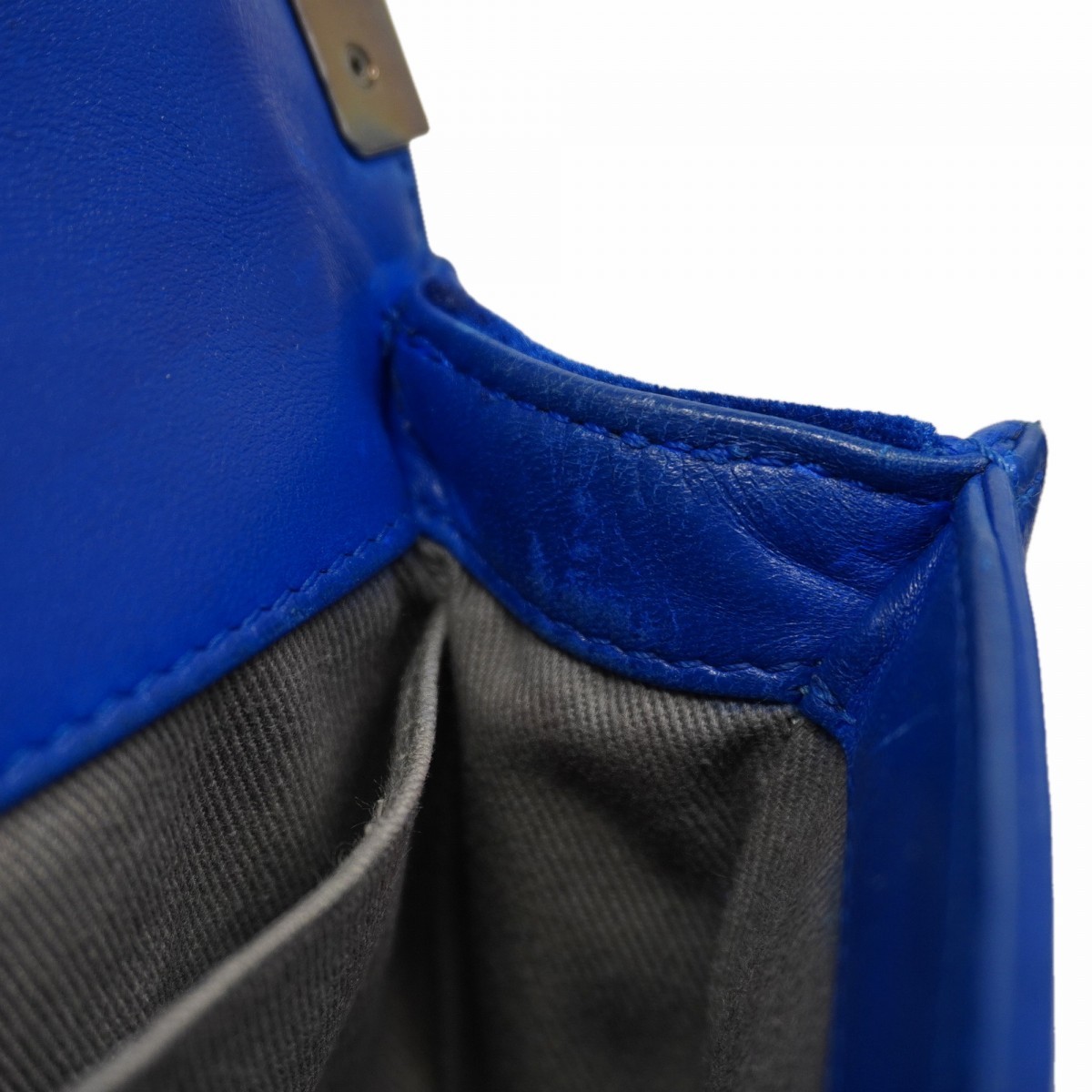 Auth [6ba1025] CHANEL Shoulder Bag Boy chanel ChainShoulder Velor Blue Silve... thumbnail 7