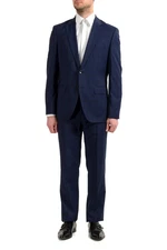 Hugo Boss Men's "Johnstons5/Lenon1" Regular Fit 100% Wool Blue Two Button Suit