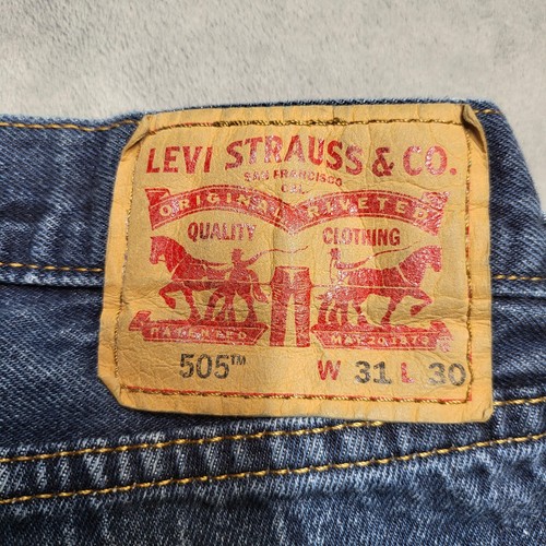 Levis 505 Jeans Herren 30x28 Blau Denim Straight Leg Zip Fly Medium Wash Classic - Bild 3 von 10