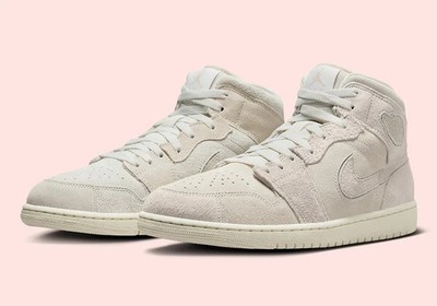 Air Jordan 1 Mid SE Lace Sneakers Tennis Shoes Craft Pale Ivory Men's 10.5 Used