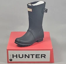 Hunter Boots Womens Original Short Adjustable Back Black Sz 6 US