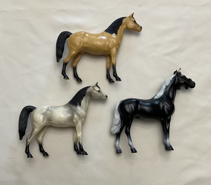 3 Vintage Hartland Plastics  Small 5” Toy Horses~Hard Plastic Horse Figures