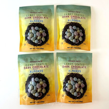 4 Packs Trader Joe's Candy Coated Dark Chocolate Covered Almonds 7 Oz Each