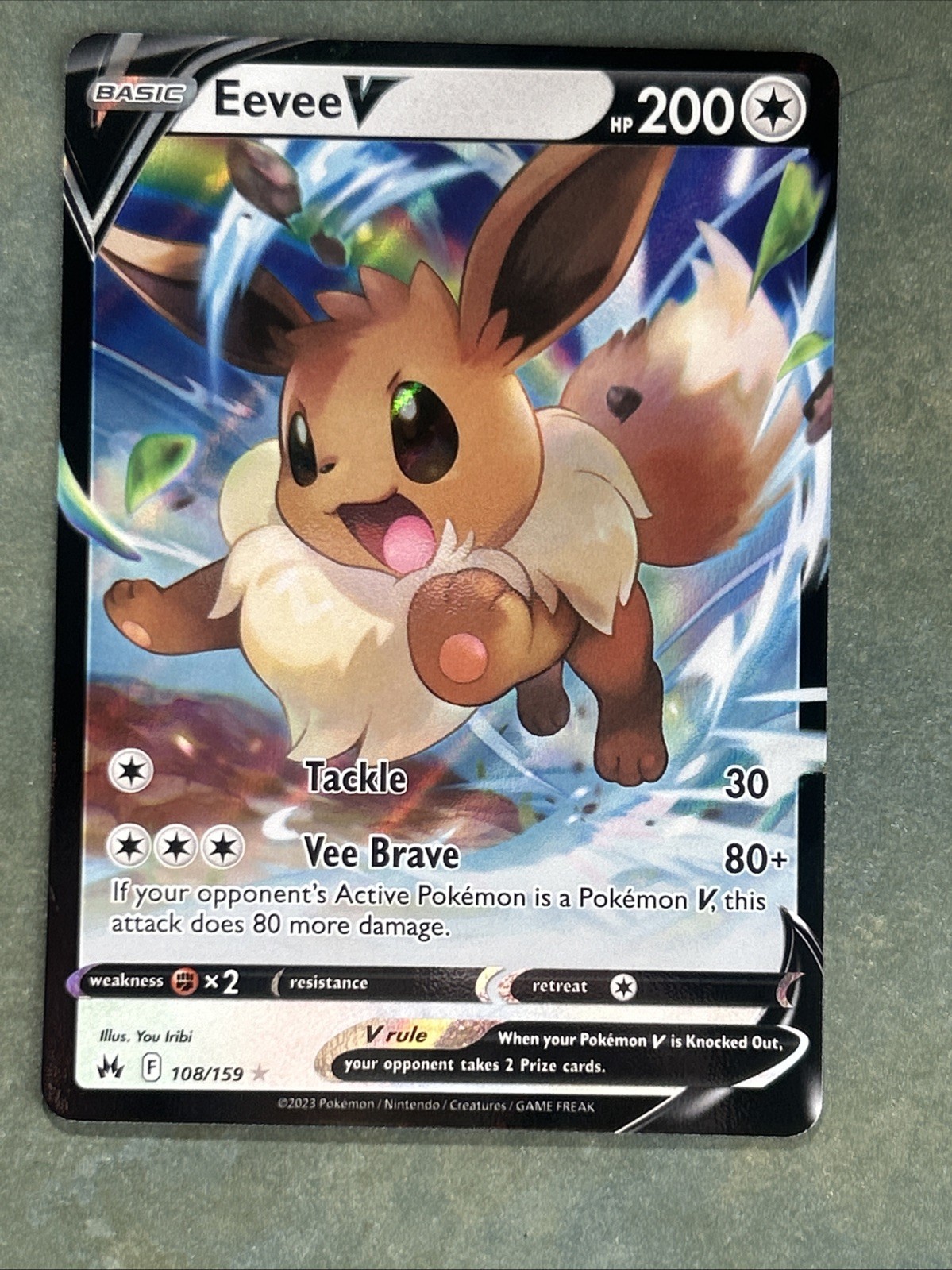 Eevee V 108/159 Pokemon Crown Zenith Holo Ultra Rare Near Mint NM