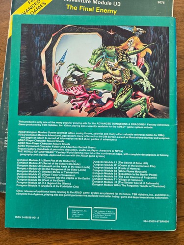 AD&D Module U1 U2 U3 Sinister Secret Dunwater Final Enemy - TSR 9062 9064 9076 - Picture 10 of 15