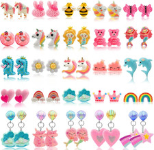25 Pairs Kids Clip on Earrings for Girls Clip Earrings Party Favor Gift for Girl