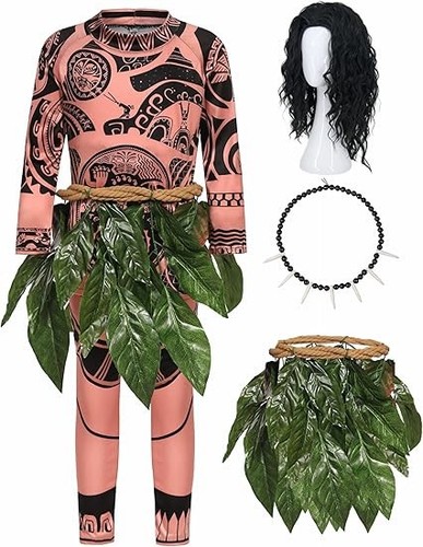 Maui Moana Tattoo T-Shirt/Hose Kostüm für Jungen Halloween Cosplay Größe 3-4 Jahre