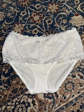 HIGH QUALITY DEESSE LINGERIE HIPSTER PANTIES BRIEFS NYLON LACE/SATIN 1X WHITE