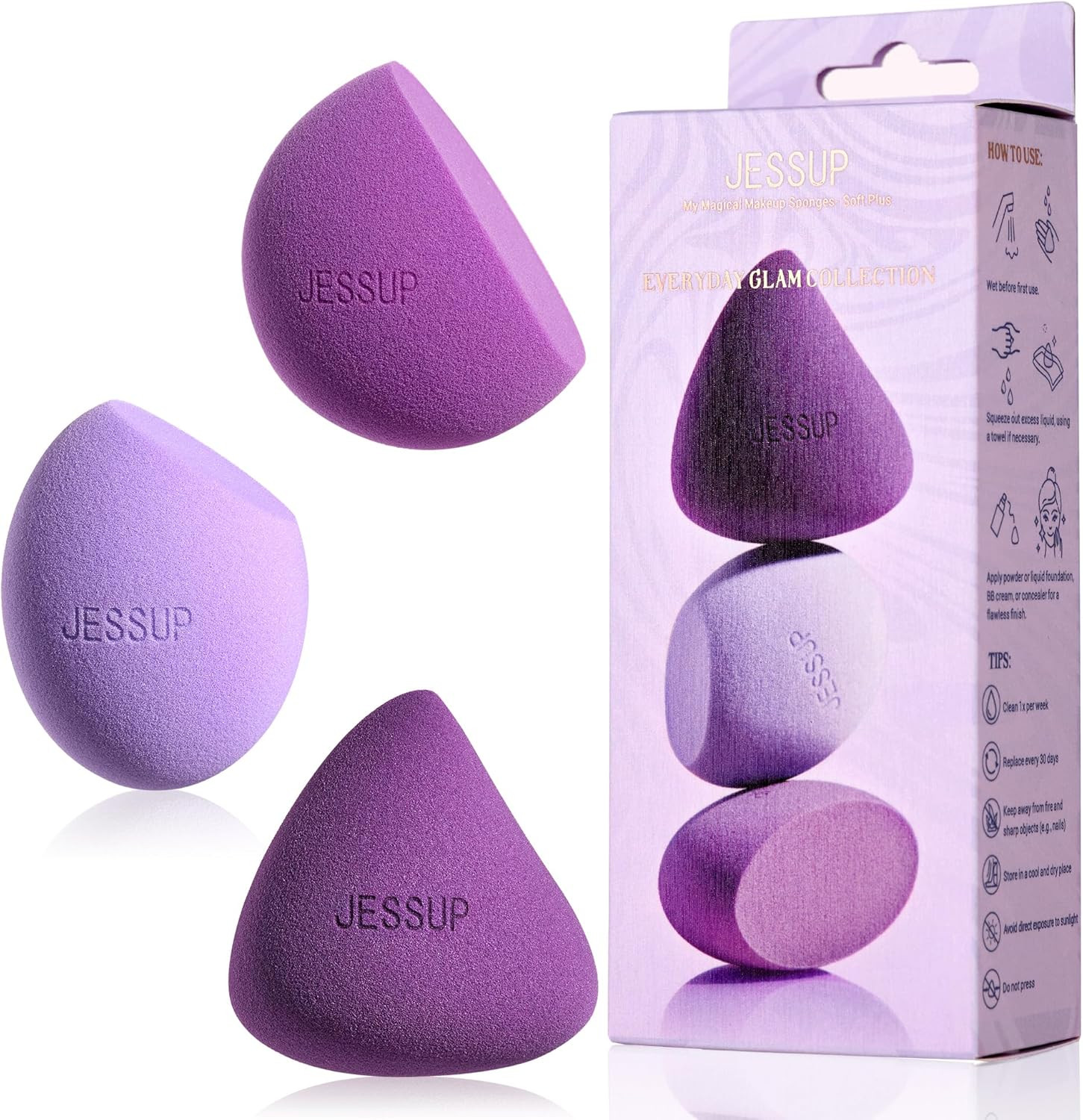 Spugne Trucco Set 3 Viola: Blend Perfetto per Contouring e Fard Viso
