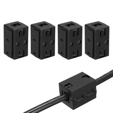 6.5mm Clip-on Ferrite Ring Core Square for Cable, Black 4pcs