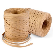 Raffia Ribbon, 2 Rolls 436 Yards Raffia Yarn, Natural Raffia Paper Twine Stri...
