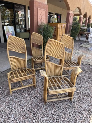 4 Vintage RARE  Danny Hi Fung Style   Bamboo & Rattan Chairs MCM