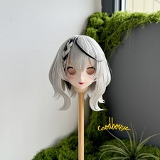 1/6 1/4 1/3 Uncle BJD Cosplay Hair Gray Short Bob Wig Side Braid Black Strands