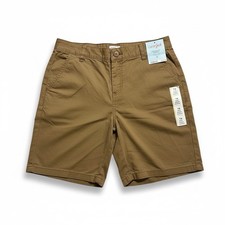 Cat  Jack Boys Khaki Flat Front Cotton Shorts Adjustable Waist Size 16 Casual