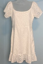 MinkPink Medium White Eyelet Sundress Off Shoulder Lined Mink Pink