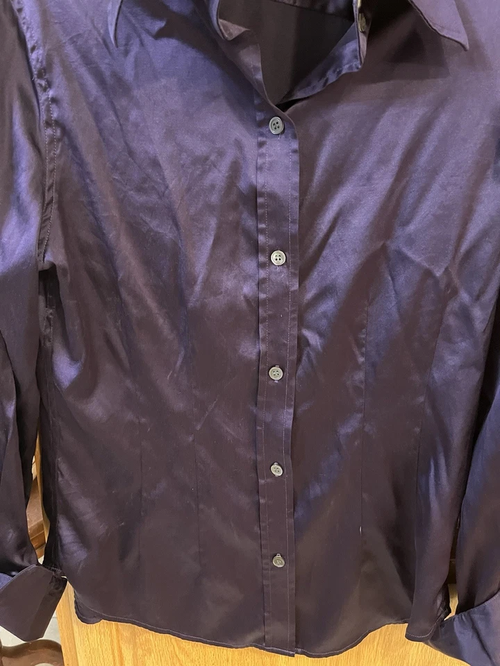 Blusa ajustada de seda vintage The Limited talla mediana rica púrpura-impresionante Foto 3 de 4