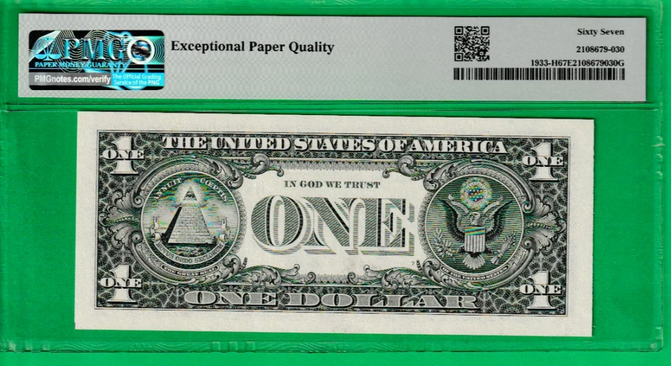 $1  ONE DLLAR  Federal Reserve note RADAR Serial Number 86- 2222 -68 PMG 67 - Image 3 of 3
