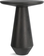 Gloria Cast Aluminum Side Table in Graphite, 15.75-Inch Round, Powder-Coated Met