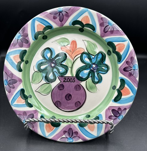 VICKI CARROLL RETIRED Annual Floral Salad Plates Dated 1996-2005 Signed Set 10 - Picture 11 of 13