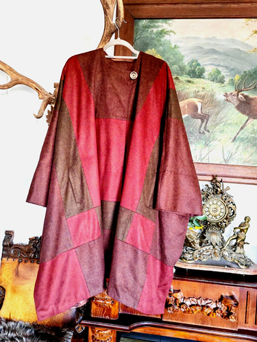 Damen Cape Mantel 42-44-46-48 Schurwolle Poncho neu Lagenlook