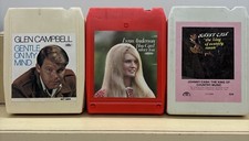 Vntg 3 8-track tape Cartridges Johnny Cash, Lynn Anderson Glen Campbell Tested