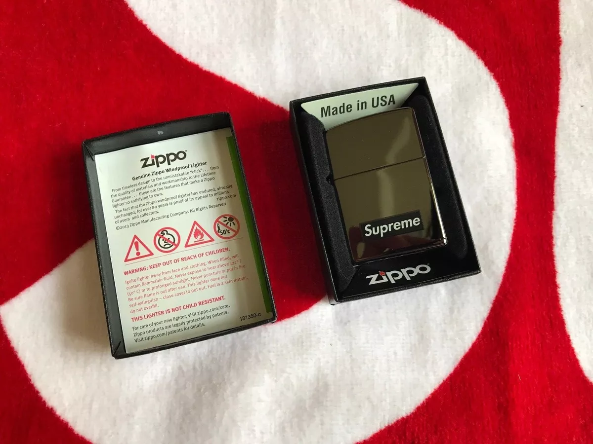 Supreme x Zippo Gun Metal Box Logo Lighter NEW FW 13