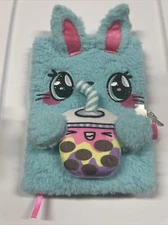 Claires Blue Bunny Milkshake Lockable Diary/Journal with Keys Brand New