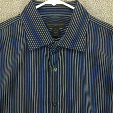 Express Button Up Shirt Mens XL 17-17.5 Long Sleeve Blue Stripe Cotton Casual