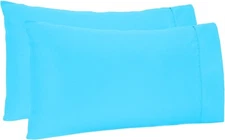 4 PCs Pillow Case Set 1200 TC Egyptian Cotton Aqua Blue Solid Queen Size